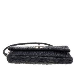 Pre Owned Miu Miu Black Matelassé Nappa Leather Crystal Shoulder Bag