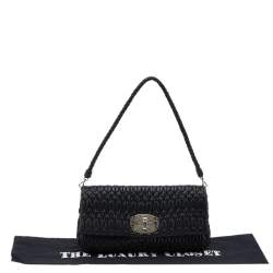 Pre Owned Miu Miu Black Matelassé Nappa Leather Crystal Shoulder Bag