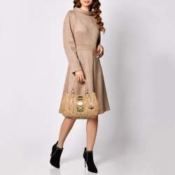 Pre Owned Miu Miu Beige Matelassé Leather Coffer Two Way Satchel