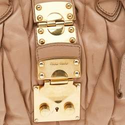 Pre Owned Miu Miu Beige Matelassé Leather Coffer Two Way Satchel