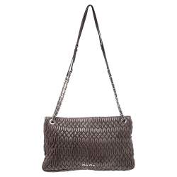 Miu Miu Mauve Matelassé Leather Turnlock Flap Shoulder Bag
