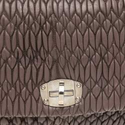 Miu Miu Mauve Matelassé Leather Turnlock Flap Shoulder Bag