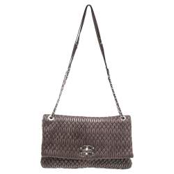 Miu Miu Mauve Matelassé Leather Turnlock Flap Shoulder Bag