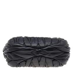 Pre Owned Miu Miu Black Matelassé Leather Bauletto Aperto Shoulder Bag