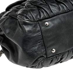 Miu Miu Black Matelasse Leather Tote