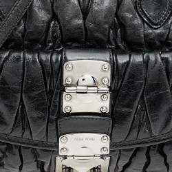 Miu Miu Black Matelasse Leather Tote