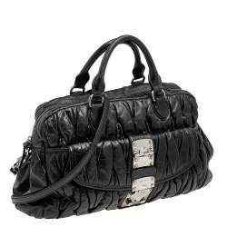 Miu Miu Black Matelasse Leather Tote