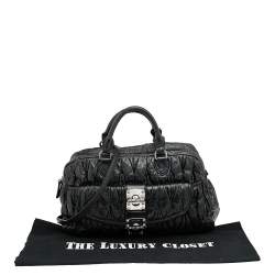Miu Miu Black Matelasse Leather Tote
