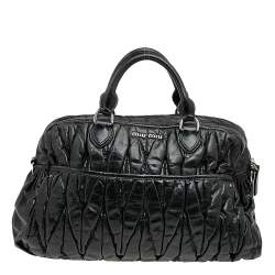 Miu Miu Black Matelasse Leather Tote