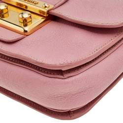 Miu Miu Pink Madras Leather Pushlock Top Handle Bag
