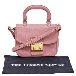 Miu Miu Pink Madras Leather Pushlock Top Handle Bag