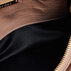 Pre Owned Miu Miu Beige Croc Embossed Patent Leather Crossbody Bag