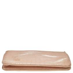 Pre Owned Miu Miu Beige Croc Embossed Patent Leather Crossbody Bag