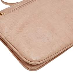 Pre Owned Miu Miu Beige Croc Embossed Patent Leather Crossbody Bag