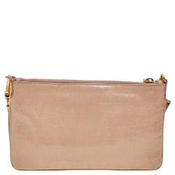 Pre Owned Miu Miu Beige Croc Embossed Patent Leather Crossbody Bag