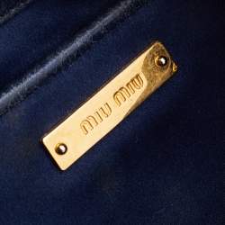 Pre Owned Miu Miu Blue Vitello Shine Leather Drawstring Bucket Bag