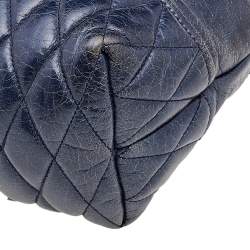 Pre Owned Miu Miu Blue Vitello Shine Leather Drawstring Bucket Bag