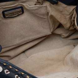 Miu Miu Navy Blue/Brown Leather Studded Chain Shoulder Bag