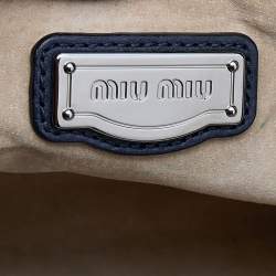 Miu Miu Navy Blue/Brown Leather Studded Chain Shoulder Bag