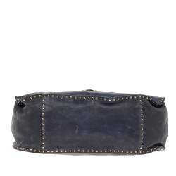 Miu Miu Navy Blue/Brown Leather Studded Chain Shoulder Bag