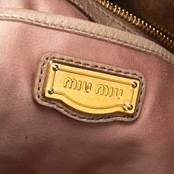 Miu Miu Beige Leather Gathered Tote