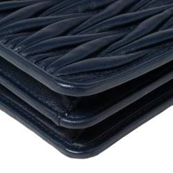 Miu Miu Navy Blue Matelasse Leather Phone Bag
