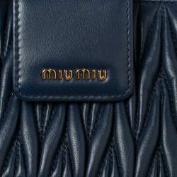 Miu Miu Navy Blue Matelasse Leather Phone Bag