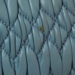 Pre Owned Miu Miu Blue Leather Matelassé Nappa Iconic Crystal Shoulder Bag