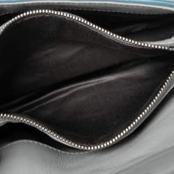 Pre Owned Miu Miu Blue Leather Matelassé Nappa Iconic Crystal Shoulder Bag