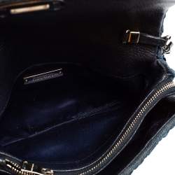 Pre Owned Miu Miu Blue Denim Crystal Embellished Shoulder Bag