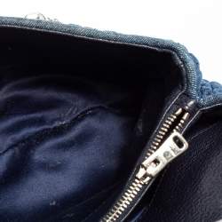 Pre Owned Miu Miu Blue Denim Crystal Embellished Shoulder Bag