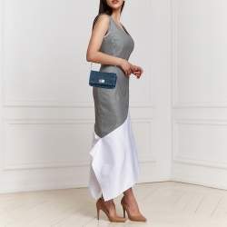 Pre Owned Miu Miu Blue Denim Crystal Embellished Shoulder Bag