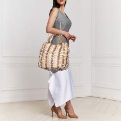 Miu Miu Multicolor Woven Leather Tote