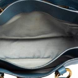 Pre Owned Miu Miu Two Tone Blue Madras Leather Tote
