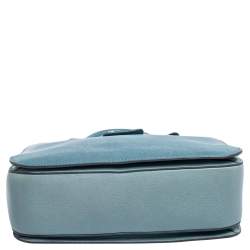 Pre Owned Miu Miu Two Tone Blue Madras Leather Tote