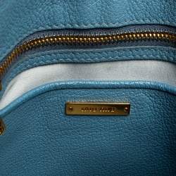 Pre Owned Miu Miu Two Tone Blue Madras Leather Tote