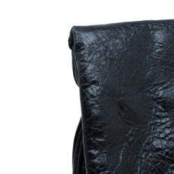  Miu Miu Black Glazed Distressed Leather Oversized Clutch