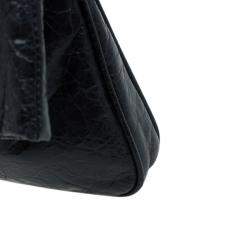  Miu Miu Black Glazed Distressed Leather Oversized Clutch