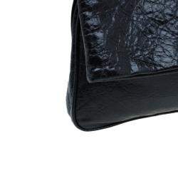  Miu Miu Black Glazed Distressed Leather Oversized Clutch