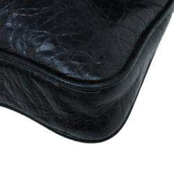  Miu Miu Black Glazed Distressed Leather Oversized Clutch