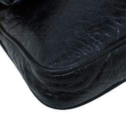  Miu Miu Black Glazed Distressed Leather Oversized Clutch