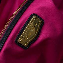  Miu Miu Black Glazed Distressed Leather Oversized Clutch