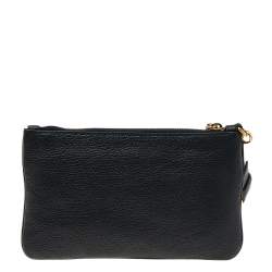 Pre Owned حقيبة كلتش ميو ميو حمالة معصم جلد مادراس أسود/ بيج