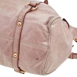 Miu Miu Beige Vitello Lux Leather Large Bow Satchel