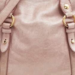 Miu Miu Beige Vitello Lux Leather Large Bow Satchel