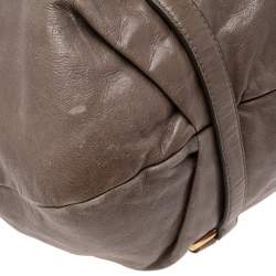 Miu Miu Grey Vitello Shine Leather Gathered Tote