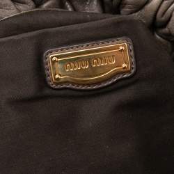 Miu Miu Grey Vitello Shine Leather Gathered Tote