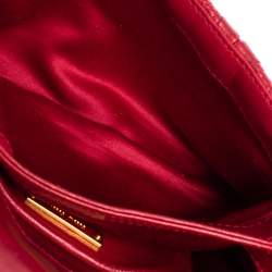 Pre Owned Miu Miu Burgundy Matelasse Leather Flap Shoulder Bag