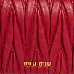 Pre Owned Miu Miu Burgundy Matelasse Leather Flap Shoulder Bag