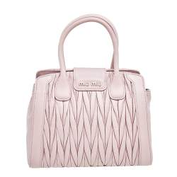 Pre Owned حقيبة ساتشل ميو ميو كونفيتندال جلد ماتيلاس وردي